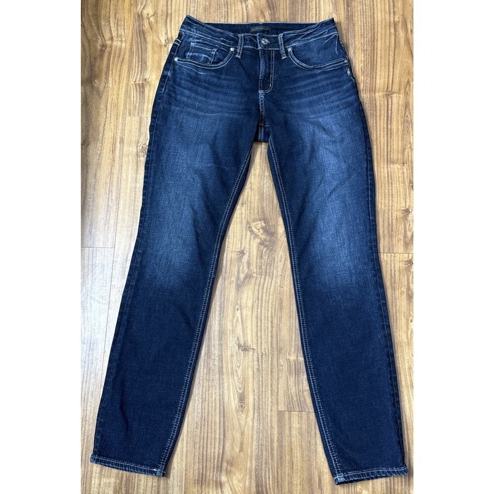 Silver Jeans Co Designer Women's Dark Blue Denim 28x31 Mid-Rise Jeans